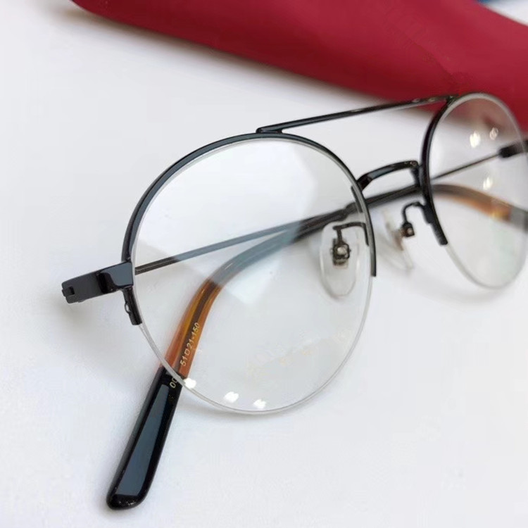 2020 Newarrival GG0682O Star Round Double-bridge Glasses Frame Women Lightweight Gold Fine Halfrim For prescription full-set case