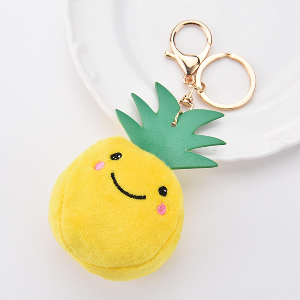 7pcs Plush Key Chains Fashion Fruits Alloy Car Decorations Key Rings Hanging Pendants for Souvenir Purse Plush Key Chains