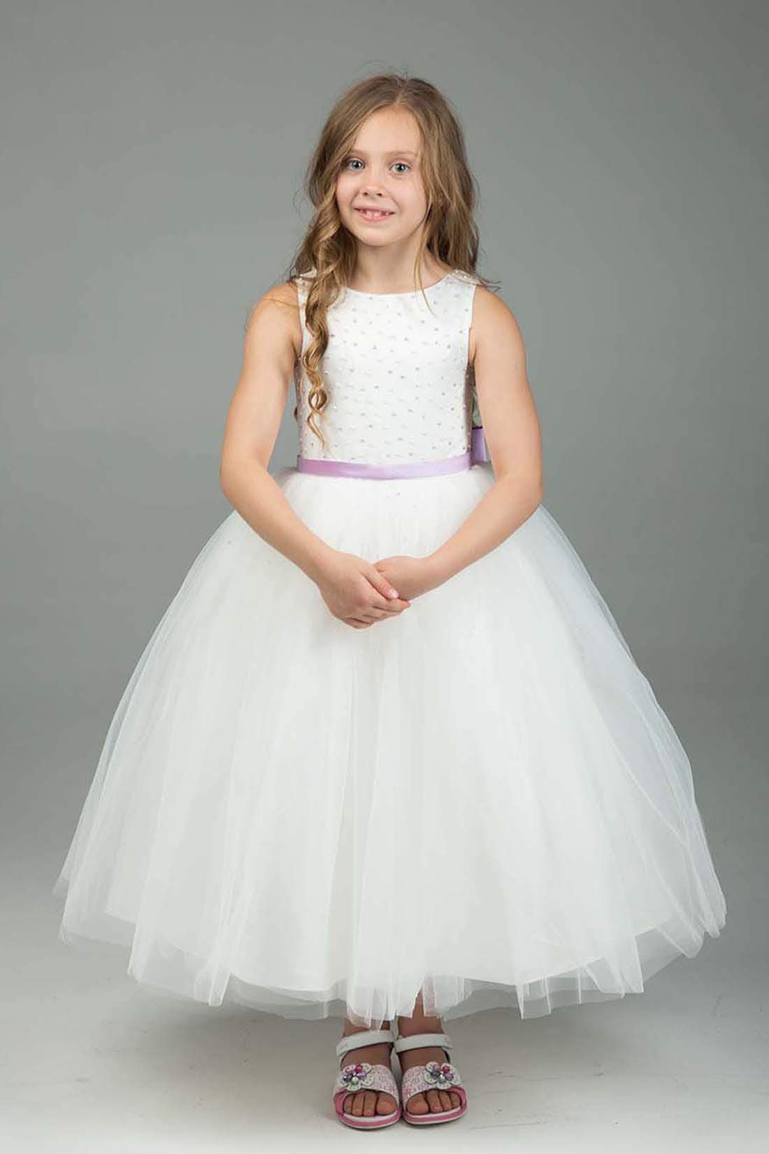 Lovely Ball Gown Flower Girl Jewel Neck Sleeveless Tulle Lace Pearls Ruched Wedding Dress Ankle Length Girl's Birthday Part 0508