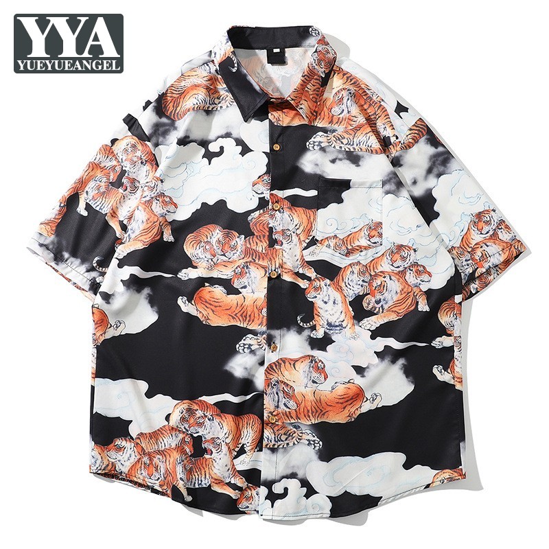 Fashion Printed Tiger Mens Shirt High Street Casual Tops Summer Male Loose Short Sleeve Shirts Hawaiian Lapel Button Men Shirts, Black
Fashion Printed Tiger Mens Shirt High Street Casual Tops Summer Male Loose Short Sleeve Shirts Hawaiian Lapel Button Men Shirts, Black