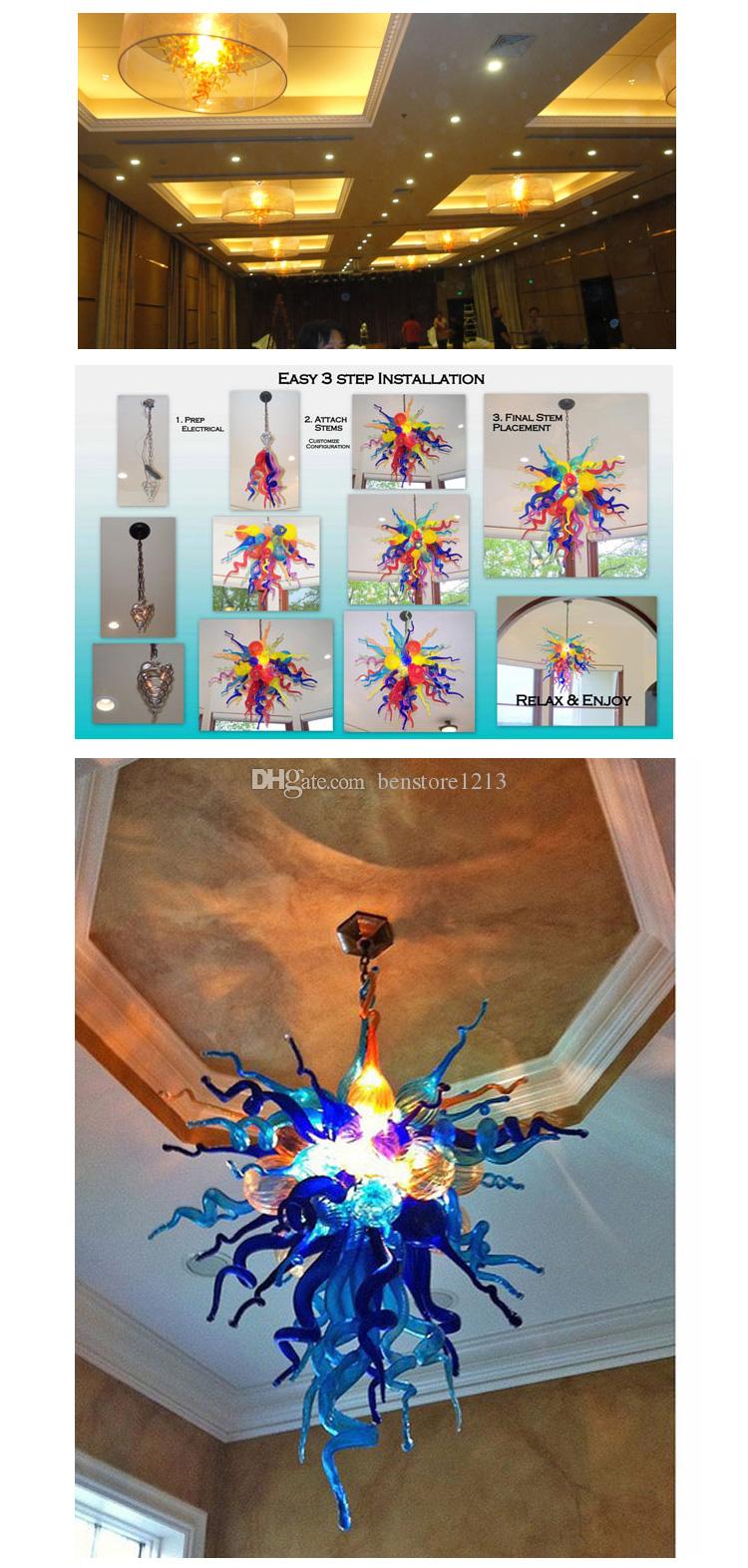 Grape Shaped Glass Chandelier Art Gallery Decor 100% Mouth Blown CE/UL Borosilicate Murano Glass LED Pendant Lights