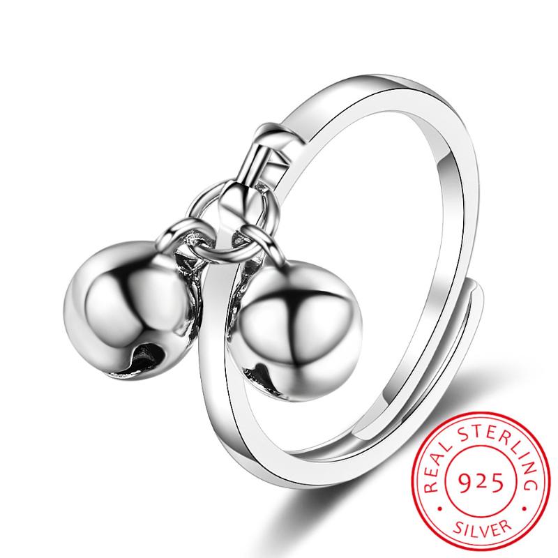 925 Sterling Silver Fine Jewelry Double Jingling Bell Hanging Adjustable Rings For Women bague anillos de prata
925 Sterling Silver Fine Jewelry Double Jingling Bell Hanging Adjustable Rings For Women bague anillos de prata