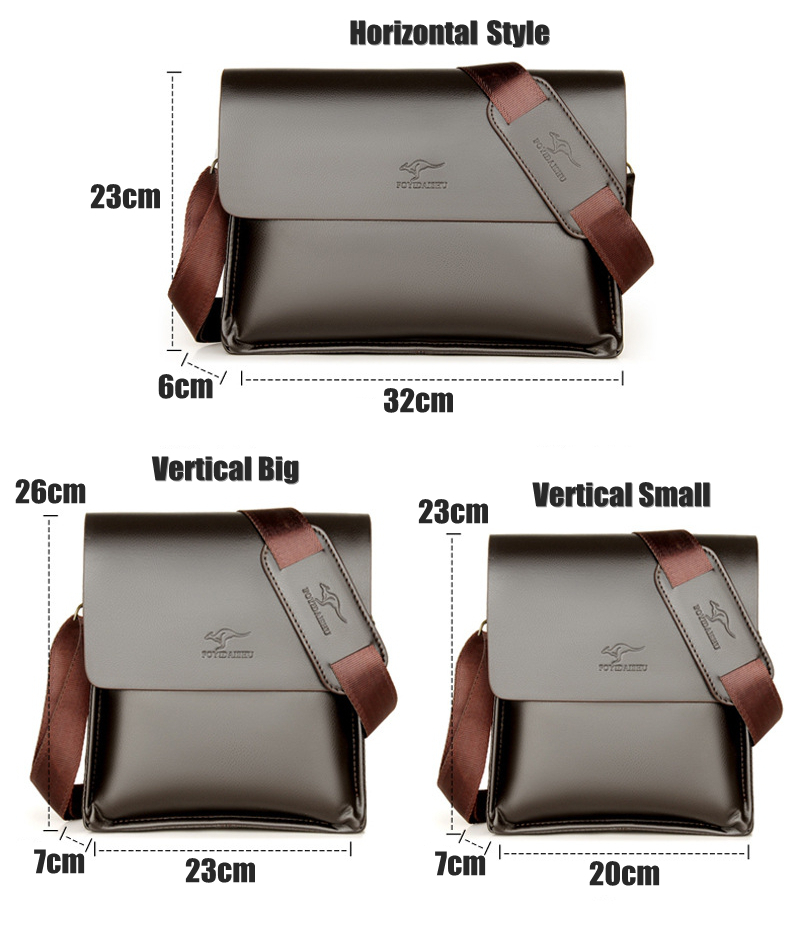 Designer Leather Messenger Bag Male Vintage Crossbody Over The Shoulder Bag Kangaroo Brand Mens Bags For Work College Busines