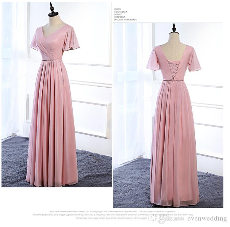 2021 Chiffon Long Bridesmaid Dresses with 4 styles Lace Up Bohemian Bridesmaid Dress Floor Length Wedding Guest Dresses