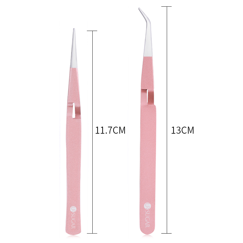 UR SUGAR Elbow Cross Lock Reverse Tweezers Rose Gold Nail Art Curve Sculpture Pinching Straight Curved Professional Tool Set Kit