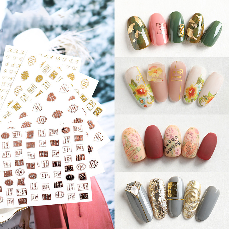 Bronzing Rose Gold Nail Sticker Back Glue English Letter Retro Manicure Decorations Decals DIY Design Nail Art Accessoires, 642-1
Bronzing Rose Gold Nail Sticker Back Glue English Letter Retro Manicure Decorations Decals DIY Design Nail Art Accessoires, 642-1