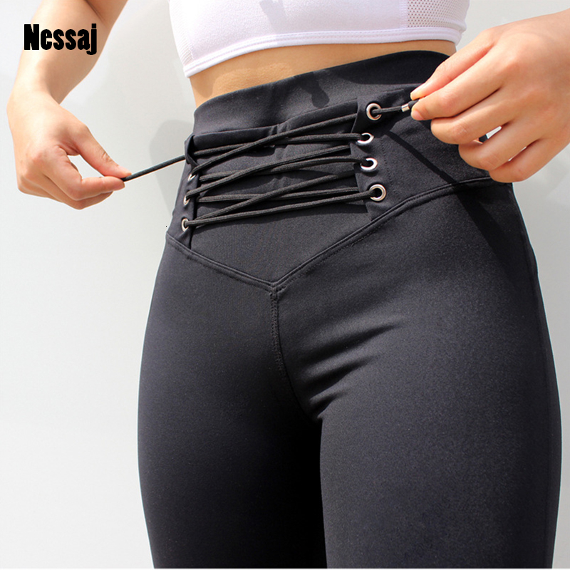 Nessaj Fashion Solid Color Tie High Waist Bandage Leggings Push Up Black Leggings Fitness Women Workout Elasticity Skinny Pants CJ191206
Nessaj Fashion Solid Color Tie High Waist Bandage Leggings Push Up Black Leggings Fitness Women Workout Elasticity Skinny Pants CJ191206