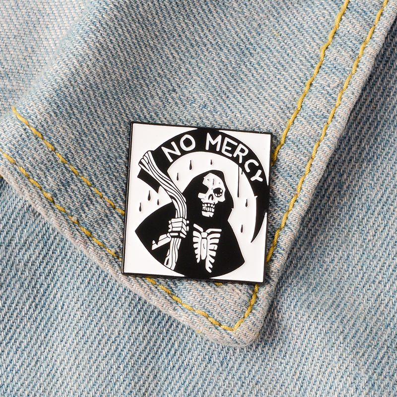 NO MERCY Grim Reaper Enamel Pins Badges Death Skeleton Scythe Brooches Lapel pin Denim Shirt Collar Punk Gothic Jewelry Custom, Gray
NO MERCY Grim Reaper Enamel Pins Badges Death Skeleton Scythe Brooches Lapel pin Denim Shirt Collar Punk Gothic Jewelry Custom, Gray