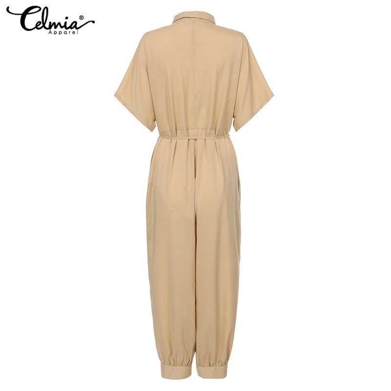 Romper Vintage Jumpsuits Celmia Female Short Sleeve Cargo Pants Button Casual Loose Harem Trouser Plus Size Overalls Y2001061735646