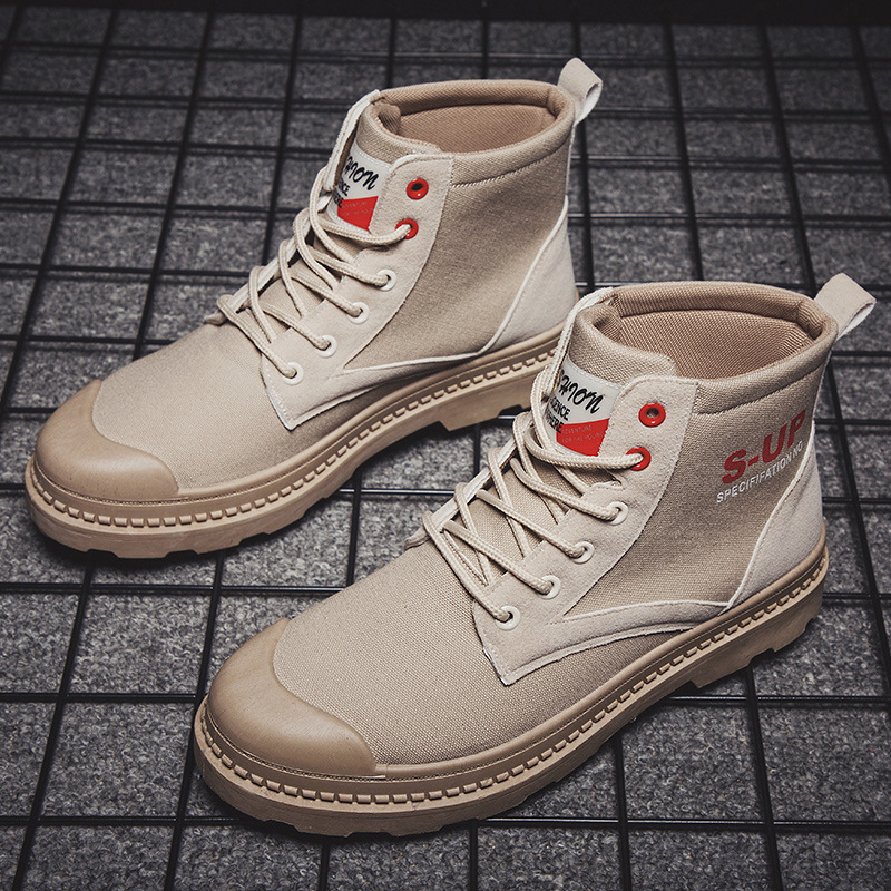 Pop new men's boots in autumn and winter 2019 Vintage high top canvas Martin fashion trend Boots Men's wolf