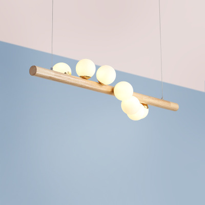Wood White Glass Ball Led Pendant Lamps Dining room Hanglamp G4 Bulb Coffee Shop Bar chandelier Home Luminaire Nordic Lamp
