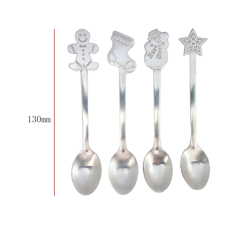 Christmas Style Teaspoon Christmas Cutlery Flatware Decoration Accessories Stainless Steel Coffee Dessert Ice Cream Spoon
