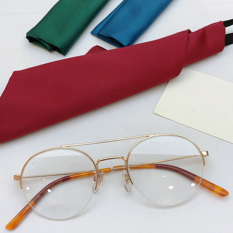 2020 Newarrival GG0682O Star Round Double-bridge Glasses Frame Women Lightweight Gold Fine Halfrim For prescription full-set case