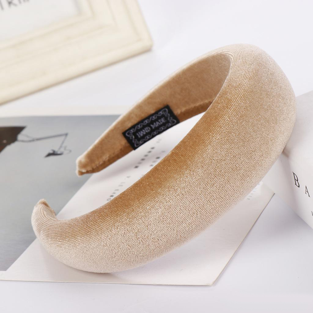 16 Colors Women Padded Wide Sponge Headband Glitter Velvet Sweet Candy Color Hair Hoop Vintage Party Stretchy Thick Headpiece