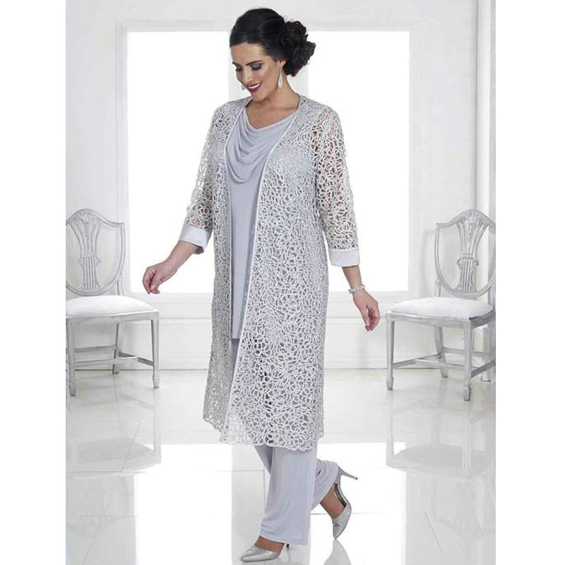 Elegant Lace Mother Of The Bride Pant Suits Bateau Neck Long Sleeves Wedding Guest Dress Plus Size Chiffon Sheath Mothers Groom Dresses
Elegant Lace Mother Of The Bride Pant Suits Bateau Neck Long Sleeves Wedding Guest Dress Plus Size Chiffon Sheath Mothers Groom Dresses