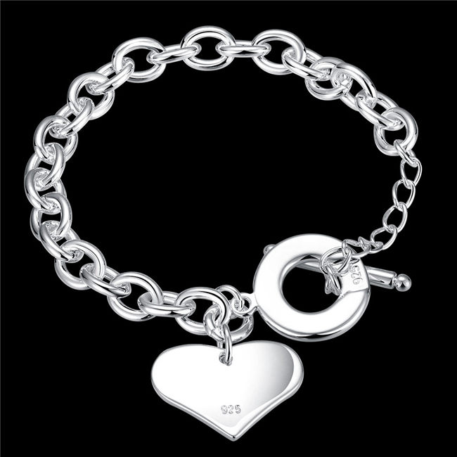 Hot sale best gift 925 silver Wan heart brand TO Bracelet DFMCH285, Brand new 925 sterling silver plated Chain link bracelets high grade