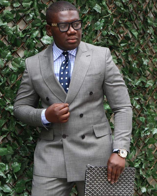 New Design Groom Tuxedos Gray Peaked Lapel Groomsmen Mens Suits Slim Fit Man Jacket Blazer Suit (Jacket+Pants)