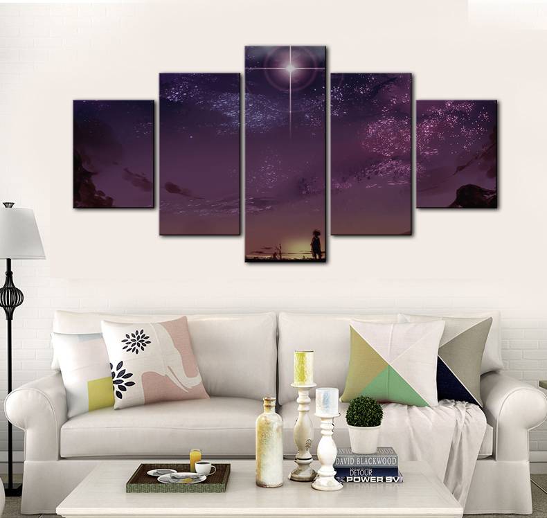 5pcs/set Unframed Look Upon the Sky Stars Painting On Canvas Wall Art Painting For Living Room Decor