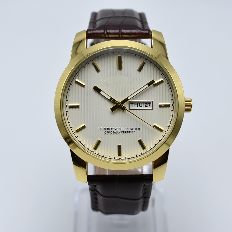 Free shipping quartz leather belt 40mm gold case luxury men designer watch day date analog mens watches dropshipping gifts men wristwatch, Black
Free shipping quartz leather belt 40mm gold case luxury men designer watch day date analog mens watches dropshipping gifts men wristwatch, Black