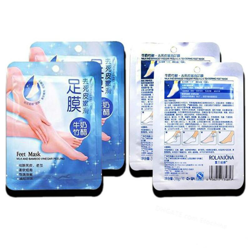 ROLANJONA Milk Bamboo Vinegar Feet Mask Peeling Exfoliating Dead Skin Remove Sox Foot Sticker Health Care Mascarilla Para Pies Con Vinagre De Bambu Y 