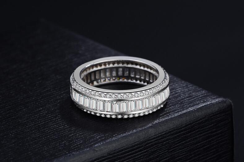 Victoria Wieck Luxury Jewelry Real 925 Sterling Silver Full Princess Cut White Topaz CZ Diamond Gemstones Promise Circle Wedding Band Ring