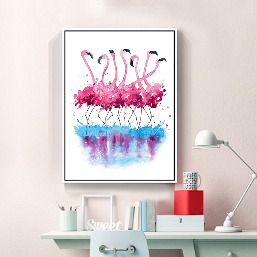 Kawaii's Animal Flamingo Poster Print Modern Nordic Cartoon Tile Wall Art Deco Oil Painting Kids Baby Room No Frame