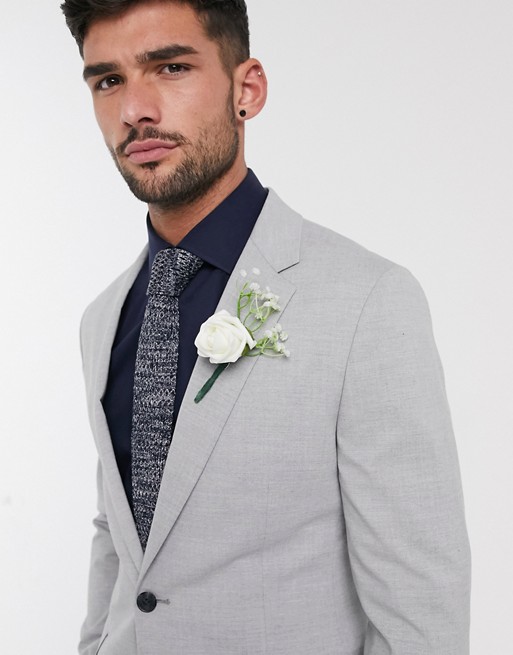 New Fashion Beach Gray Men's Suit Wedding Tuxedo Formal Slim Fit One Button Groom Prom Dinner Blazer Suits(Jacket+Pants)