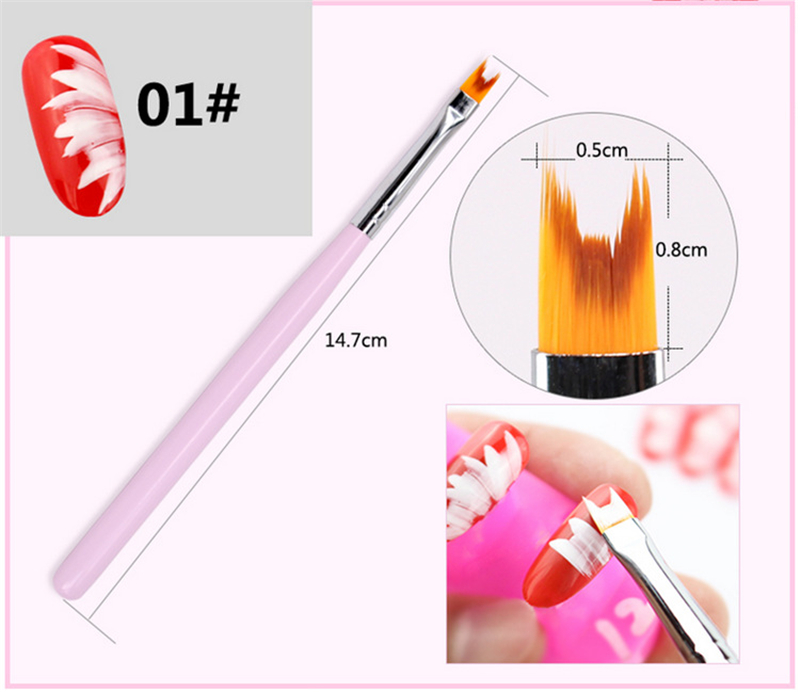 tamax NAB001 8pcs Nail Art Brushes Smile Half Moon Shape DIY PRESS Petal Flower Gradient Fade Color Painting Drawing pen free shipment