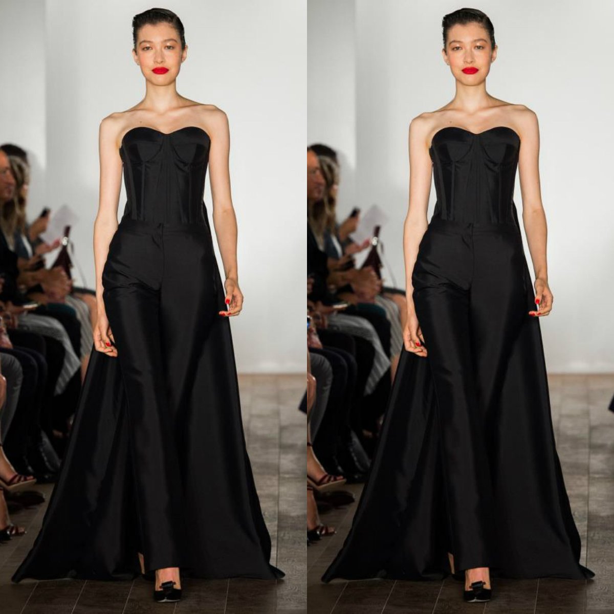 Elegant Black Women Jumpsuits Prom Dresses with Detachable Train Plus Size Vestido De Festa Satin Sweetheart Formal Party Evening Gowns