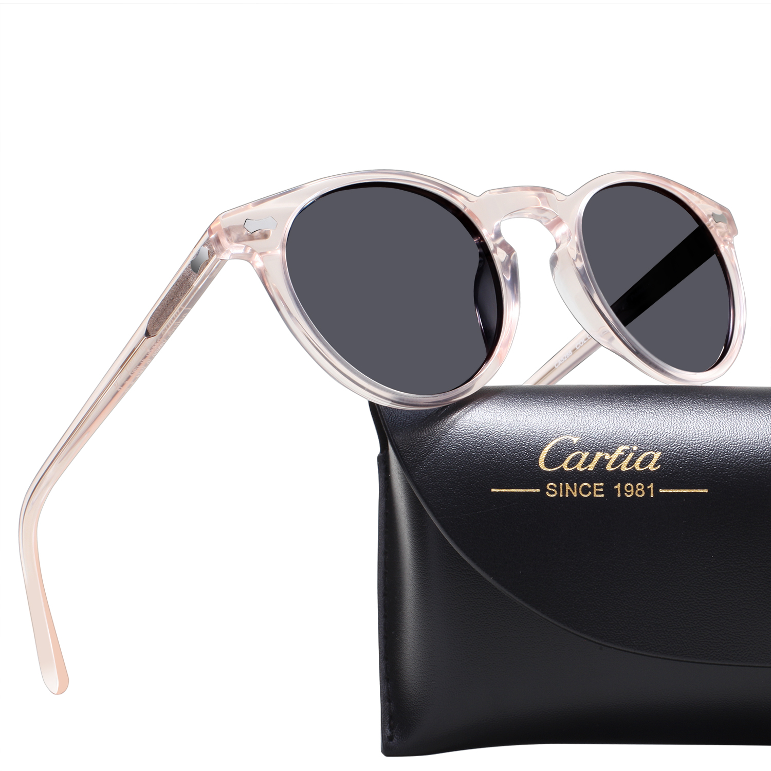 carfia Polarized sunglasses for women 5288 oval Round frame sun glasses UV 400 protection acatate resin glasses with box