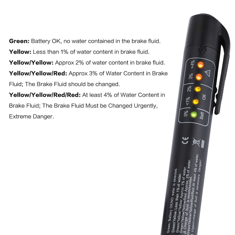 Mini Tester Tools Car Brake Fluid Electrical Test Tool Brakes Liquid Tests Pen 5 LED Indicator Auto Oil Testing Diagnostic Universal