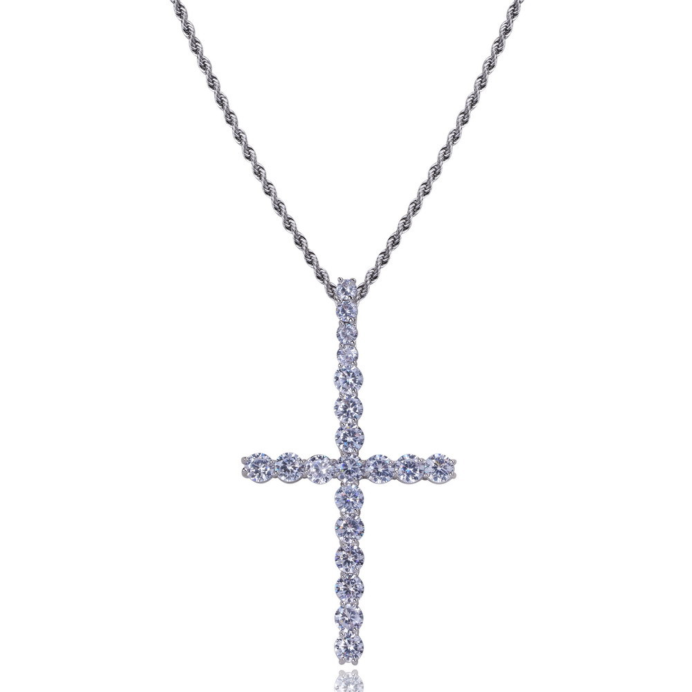 Hip Hop Nail Key Cross Pendants Necklace Jewelry Bing Diamond Stone 18K Gold Plated Women/Men Religious jewelry