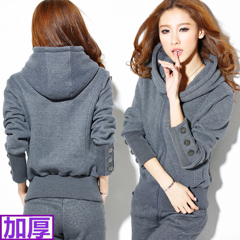 Women's Increase Down Thickening Suit Woman Loose Skinny Leisure Twinset Tide Hooded Sweatshirt and pant Tracksuit Two Pieces, Gray
Women's Increase Down Thickening Suit Woman Loose Skinny Leisure Twinset Tide Hooded Sweatshirt and pant Tracksuit Two Pieces, Gray