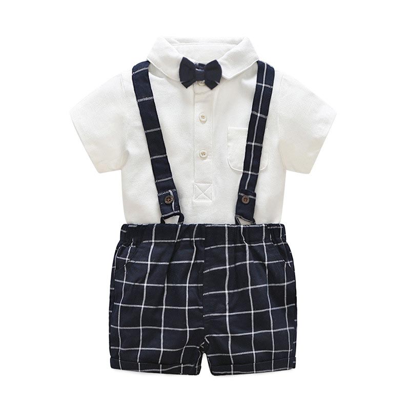 Baby Boy Clothing Set 2018 New Summer Infant Boys Clothes Tie Shirts+Overalls 2PCS Outfit Sets Bebes Gentlemen Suit