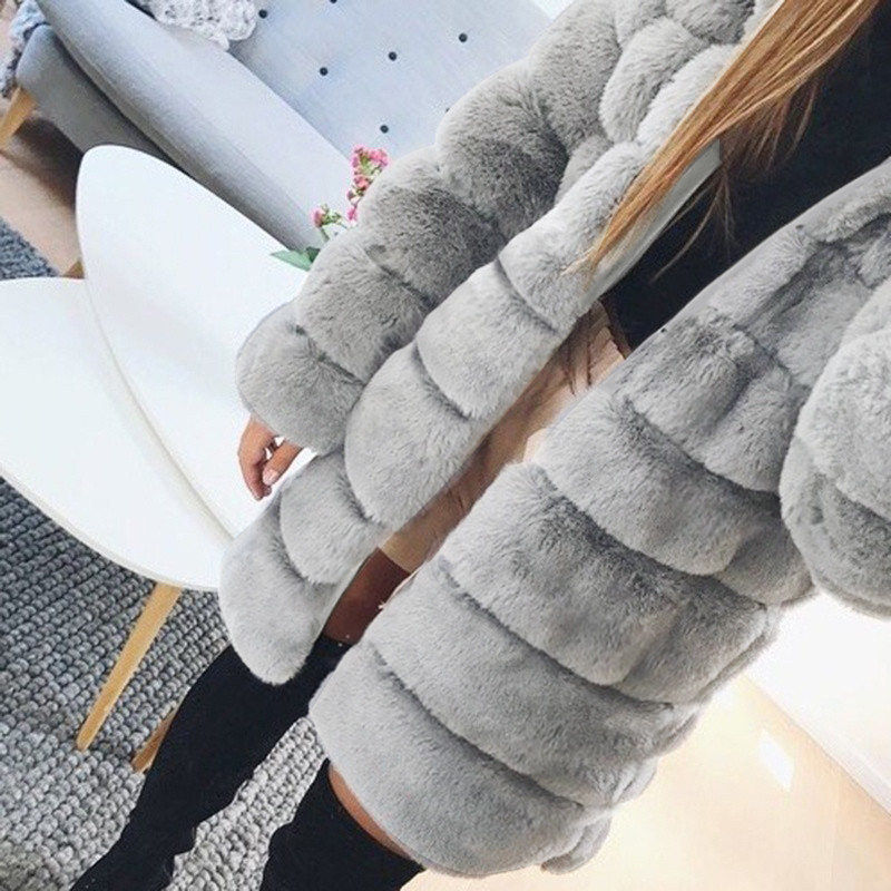 Women Coat Fashion Luxury Faux Fur Coat Hooded Autumn Winter Warm Overcoat Jacket Coats Women