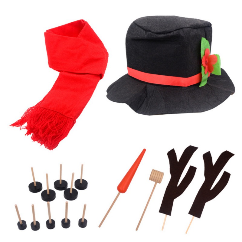 16PCS Winter Party Kids Toys DIY Snowman Making Decorating Dressing Kit Christmas Holiday Decoration Gift Making Snowman Tools