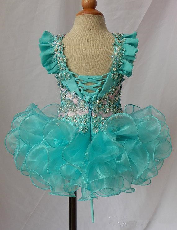 Cupcake toddler for little girls glitz scoop beaded bow green spaghetti lace up organza ball gowns girls pageant dresses glitz kids formal