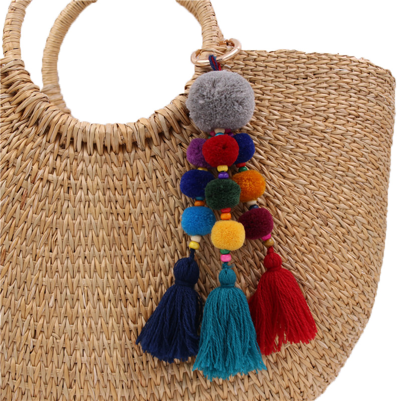 bag charm Tassel Keychains Pompom Keyring With Mirror Charms For Women Trendy Bag Hanging Colorful Jewelry