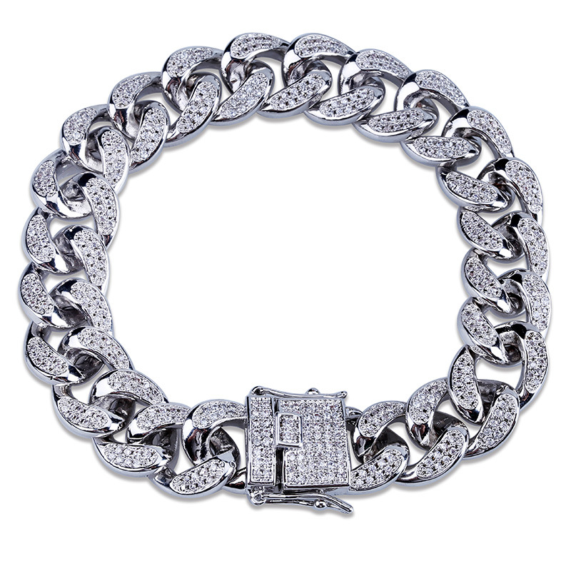 Iced Out CZ Zircon Miami Cuban Link Chain Bracelet 10mm 14mm 18mm Rapper New 18k Gold Plated Mens Hip Hop Punk Rock Curb Chains Jewelry Gifts for Boys