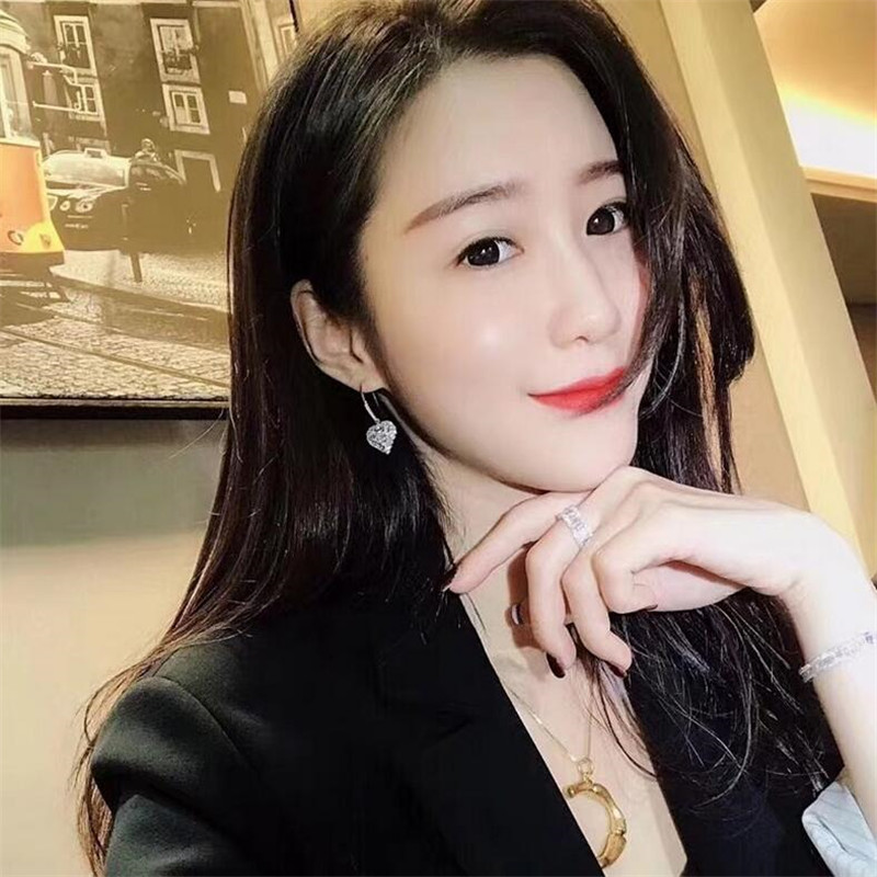 Sparkg Sterg Sier Heart Dangle Earrings: Full White Sapphire CZ Dia Gemstones