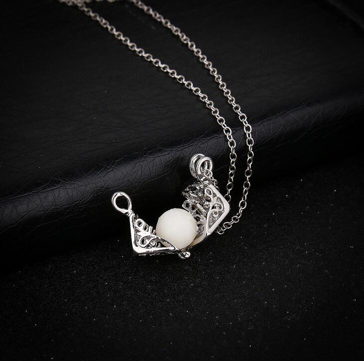 Hollow cube can open luminous pearl personality creative necklace DJN134 mix order Pendant Necklaces jewelry
