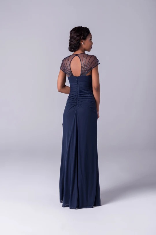 Navy Blue Glitter Wedding Guest Sweetheart Sleeveless Sequins Of The Bride Dress Ruched Floorlength Custom Made Mother Gown