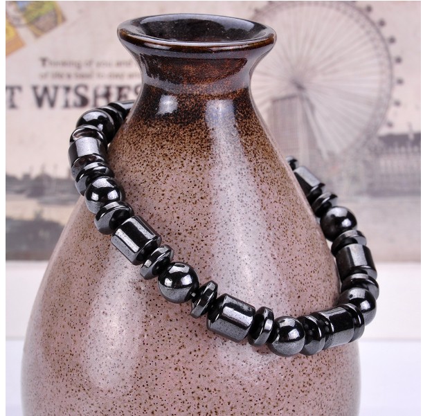 Men Biomagnetic Multi-shaped Natural Stone Black Stone Magnetic Therapy Bracelet Magnetic Health Hand Bracelet