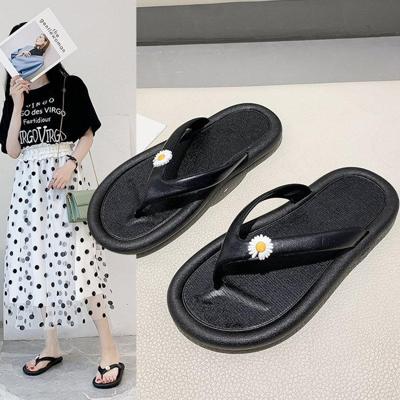 Sunflower round toe thick beach shoes women clip toe flipflops brief cosy flats sandals women non-slip floral creepers sandalias, Black
Sunflower round toe thick beach shoes women clip toe flipflops brief cosy flats sandals women non-slip floral creepers sandalias, Black