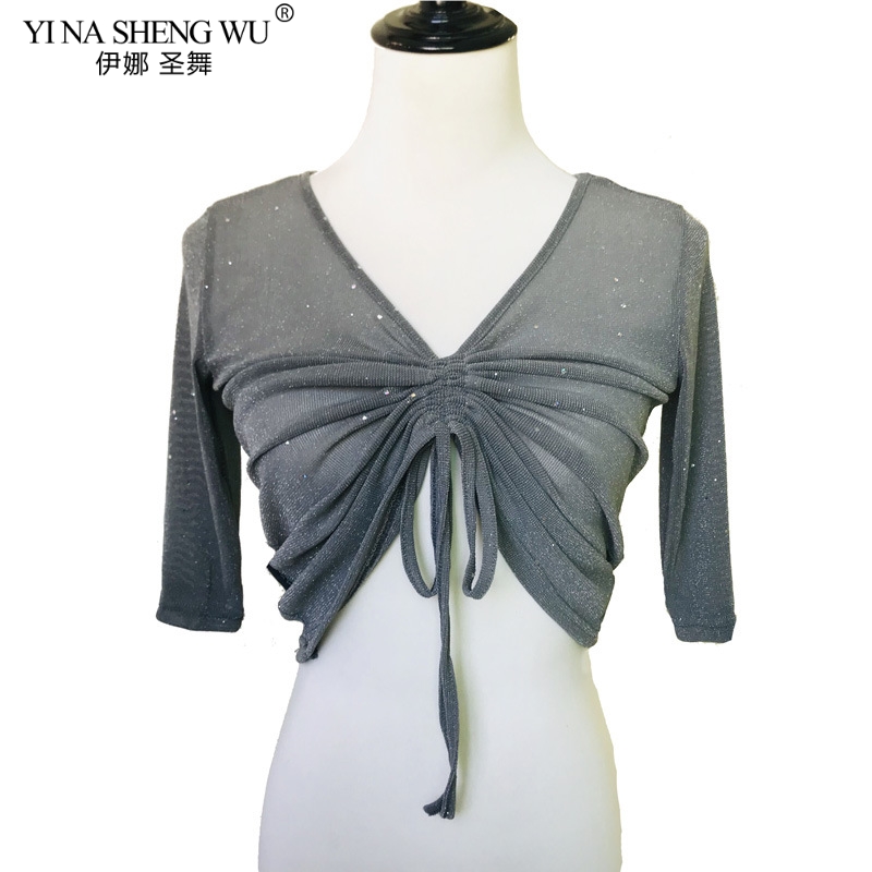 Women Dance Top Belly Dance Costume Half Sleeve Sexy Transparent Silver Mesh Tops&Tees Oriental Tops Practice Wear, Gray
Women Dance Top Belly Dance Costume Half Sleeve Sexy Transparent Silver Mesh Tops&Tees Oriental Tops Practice Wear, Gray
