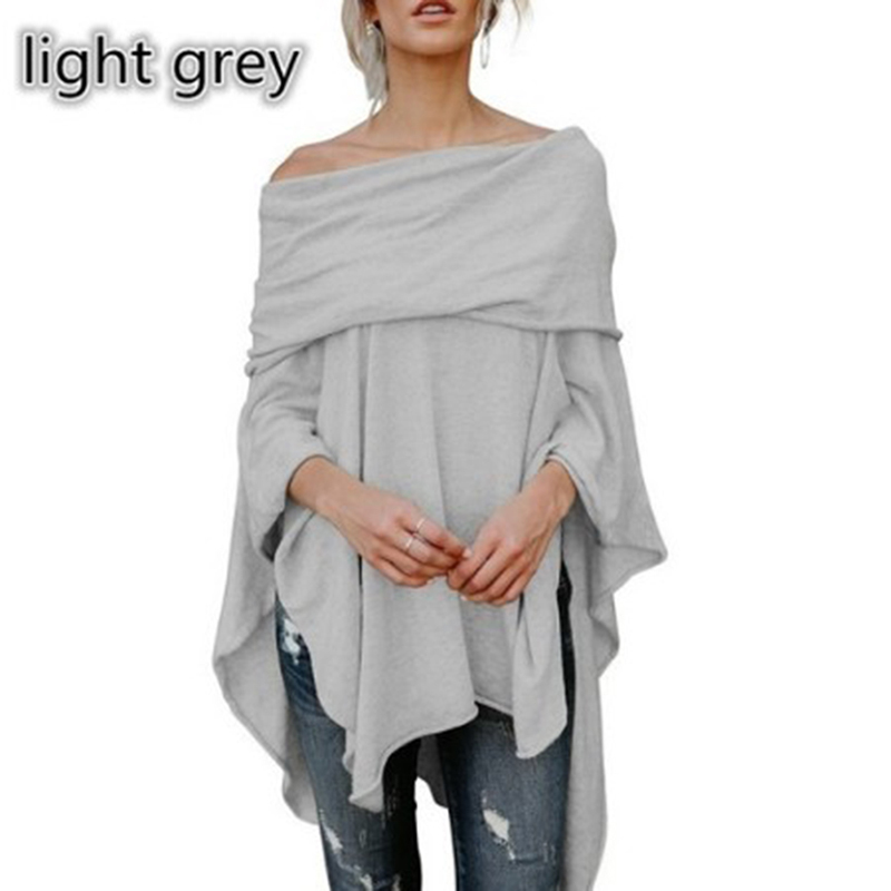 Spring Autumn Asymmetric Sweater Women Poncho Pullover Sweater Asymmetric Overlay Solid Clothing Ladies Casual Fall Tops