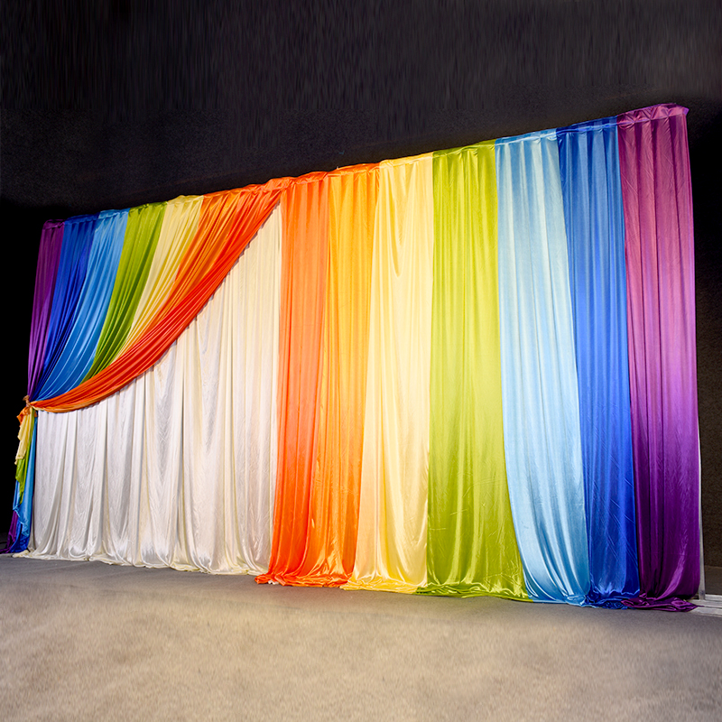3 x 3 M Ice Silk cloth Graduation Wedding Background Decoration Baby Baptism Kids Shower Party Decor Birthday Backdrop Curtain Rainbow Grand Event Sta