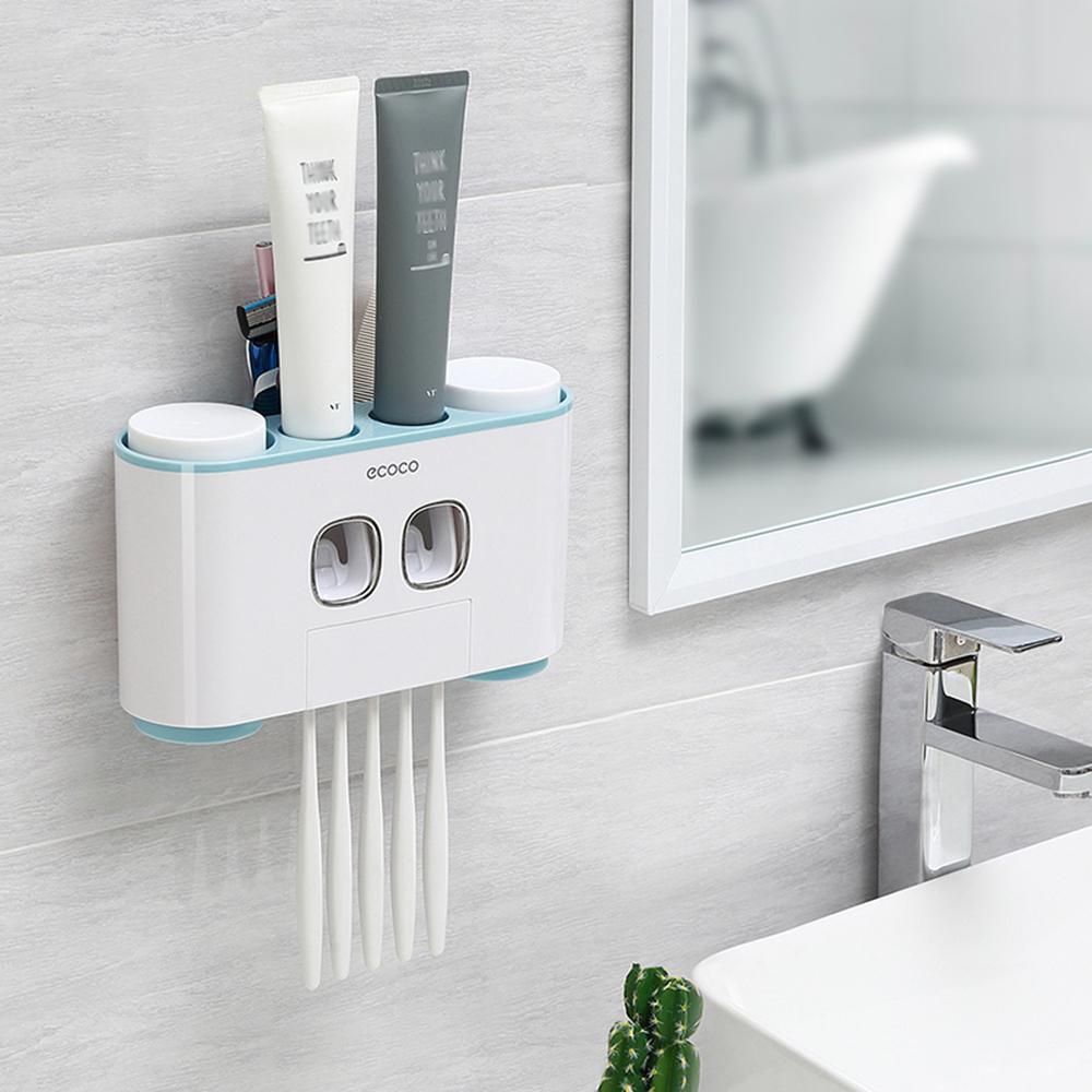 Wall-mount Toothbrush Holder Auto Squeezing Toothpaste Dispenser Toothbrush Toothpaste Cup Storage Bathroom Accessories Set Bathroom Storage 
Wall-mount Toothbrush Holder Auto Squeezing Toothpaste Dispenser Toothbrush Toothpaste Cup Storage Bathroom Accessories Set Bathroom Storage
