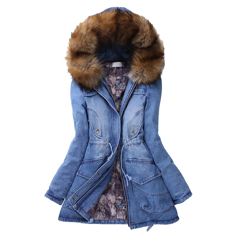 2019 Women Denim Jackets Thickening Cotton Winter Parkas Faux Fur Hooded Coats Warm Thicken Outerwear Down Long Denim Jacket, Blue
2019 Women Denim Jackets Thickening Cotton Winter Parkas Faux Fur Hooded Coats Warm Thicken Outerwear Down Long Denim Jacket, Blue