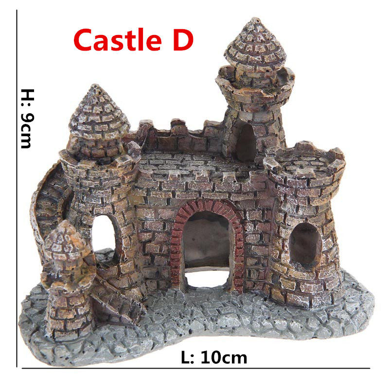 Artificial Aquarium Castle Decoration Ancient Tower Ornament Fish Tank Rock Cave For Fish Shrimp Hiding Decorative Marbles